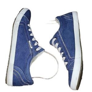 Taos Footwear Womens Star Blue Washed Canvas Lace Up Sneaker Size 8.5